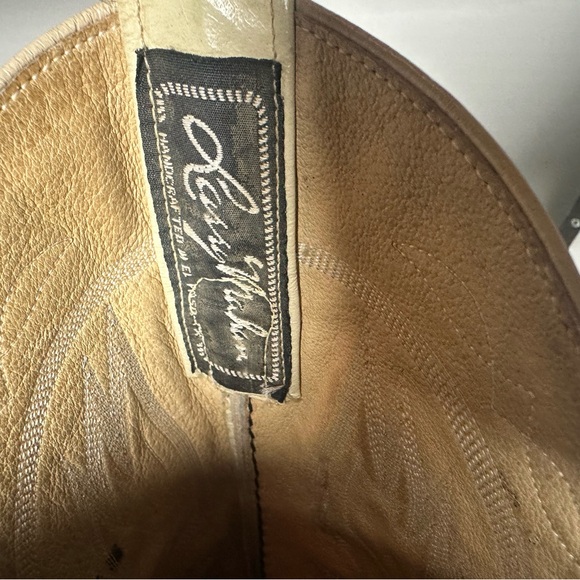 Vintage Larry Mahan Cream Ostrich Leather Western Boots Men’s 9 Women’s 10–10.5 - Picture 9 of 10